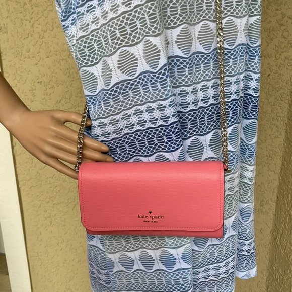 Kate Spade Chain Wallet Crossbody Clutch Pink - Picture 14 of 16